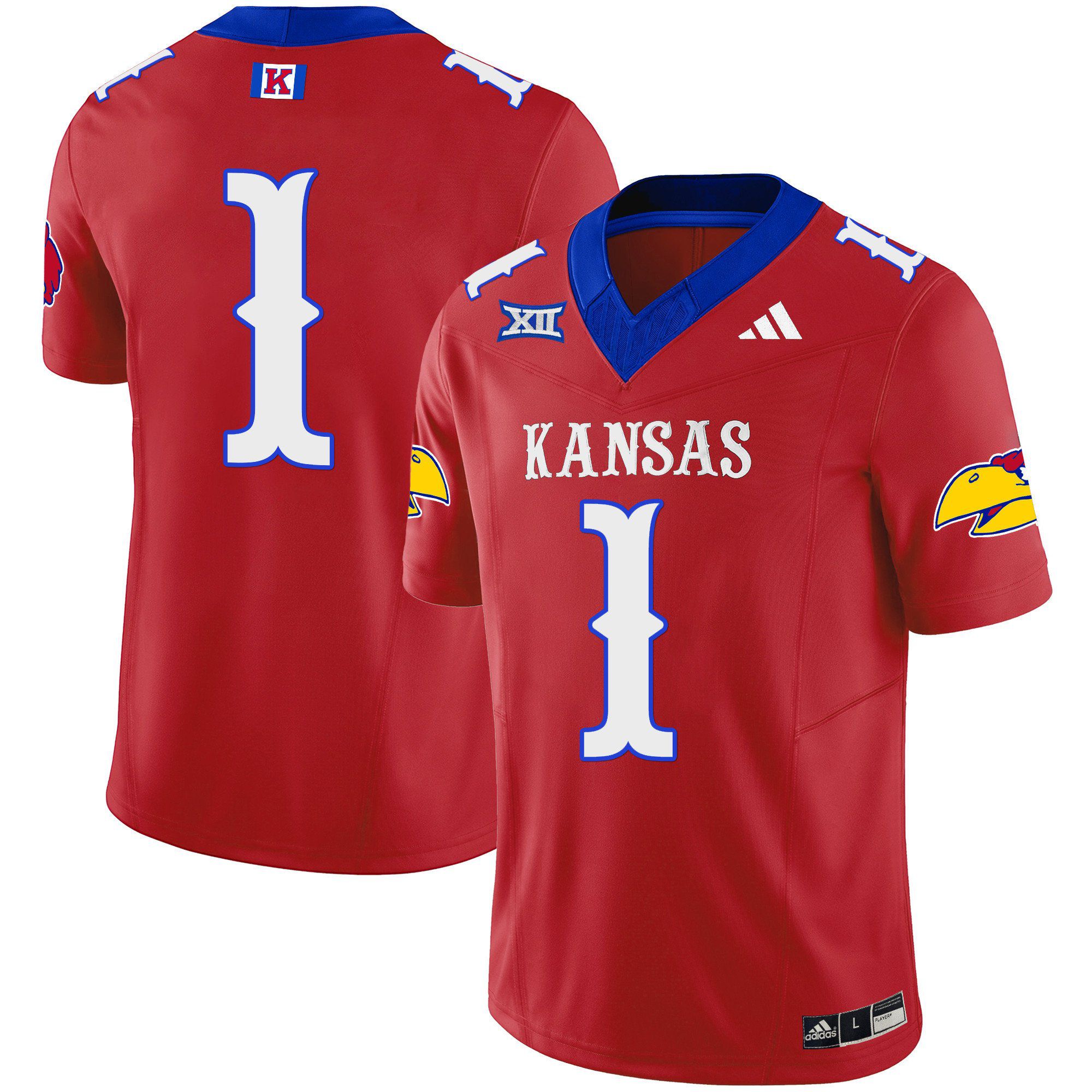 Men Kansas Jayhawks 1 No Name Red 2024 Blackhawk Vapor Limited NCAA Jersey